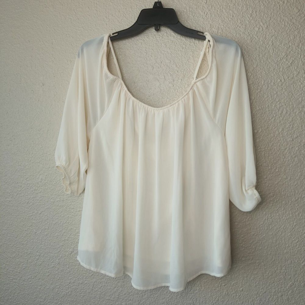 Meraki Women's off-shoulder top cream white‎ Size L light